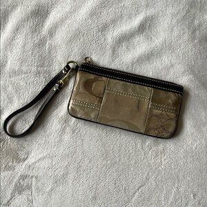 Coach Gold and Brown Wristlet